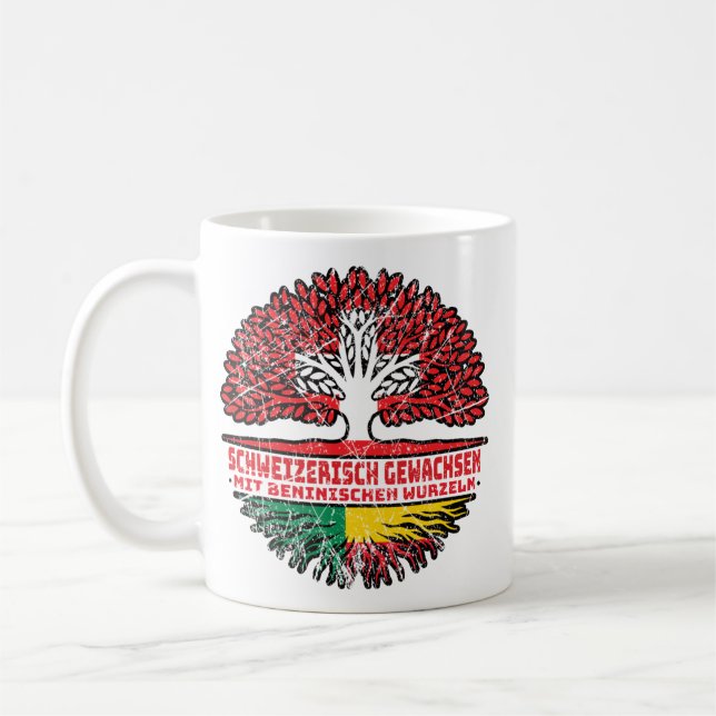 Benin Beninisch Schweizer Schweiz Baum Wurzel Flag Coffee Mug (Left)