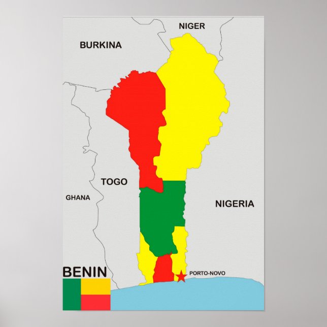 benin country map flag poster (Front)