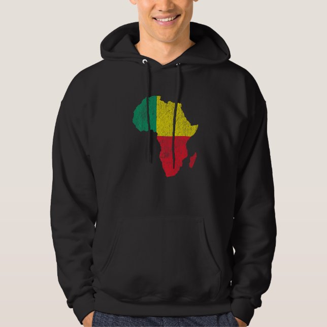 Benin Flag Africa Continent Silhouette Gift for Be Hoodie (Front)