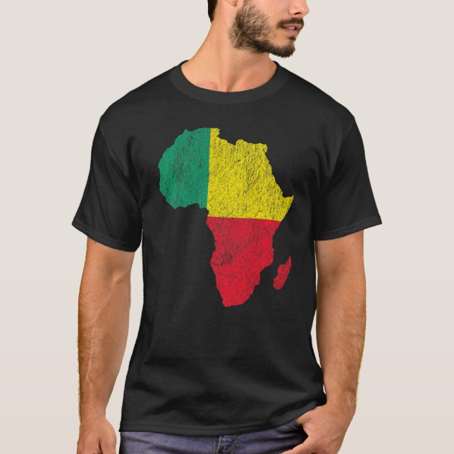 Benin Flag Africa Continent Silhouette Gift for Be T-Shirt (Front)
