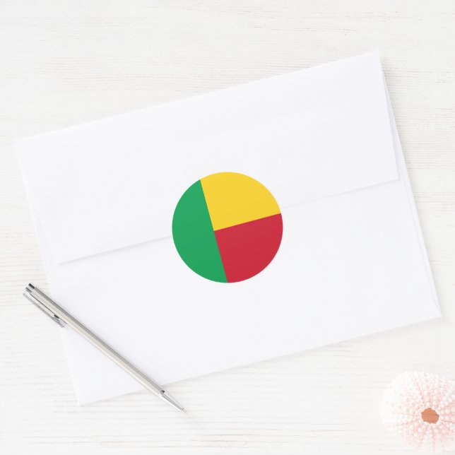 Benin flag classic round sticker (Envelope)