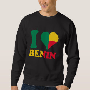 Benin Flag I Love Benin Heart Beninese Roots Benin Sweatshirt