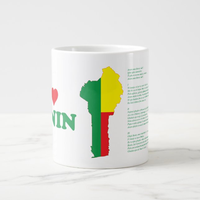 Benin Flag In The Country Map Large Coffee Mug (Front)