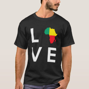 Benin Flag Love Africa Continent Silhouette for Be T-Shirt