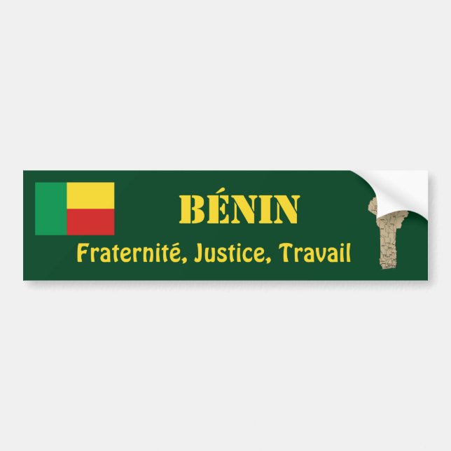 Benin Flag + Map Bumper Sticker (Front)