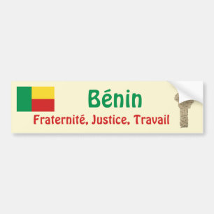 Benin Flag + Map Bumper Sticker