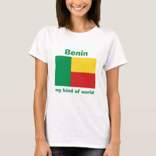 Benin Flag + Map + Text T-Shirt