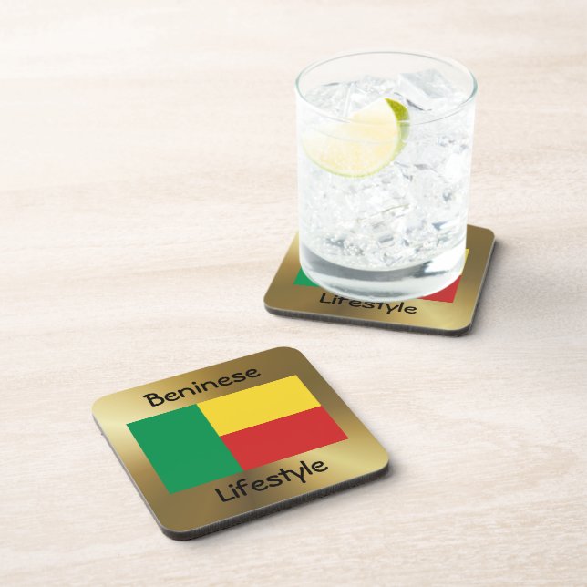 Benin Flag+Text Coaster (Right Side)