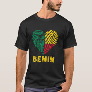 Benin Heart Thumbmark Vintage Beninese Flag Benine T-Shirt