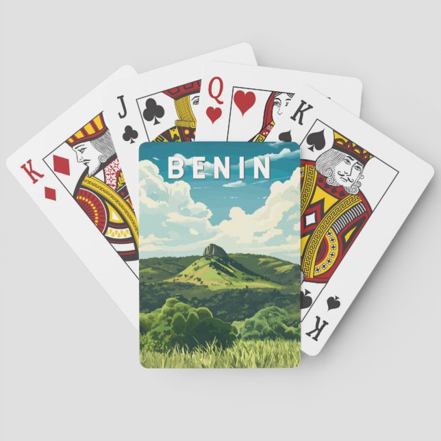 Benin Illustration Travel Art Vintage Playing Cards (Back)