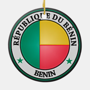 Benin Round Emblem Ceramic Tree Decoration