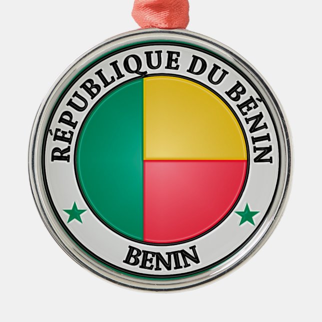 Benin  Round Emblem Metal Tree Decoration (Front)