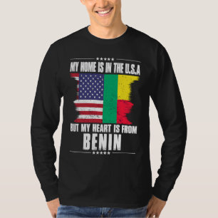 Beninese American Patriot Grown Proud Home Heart U T-Shirt