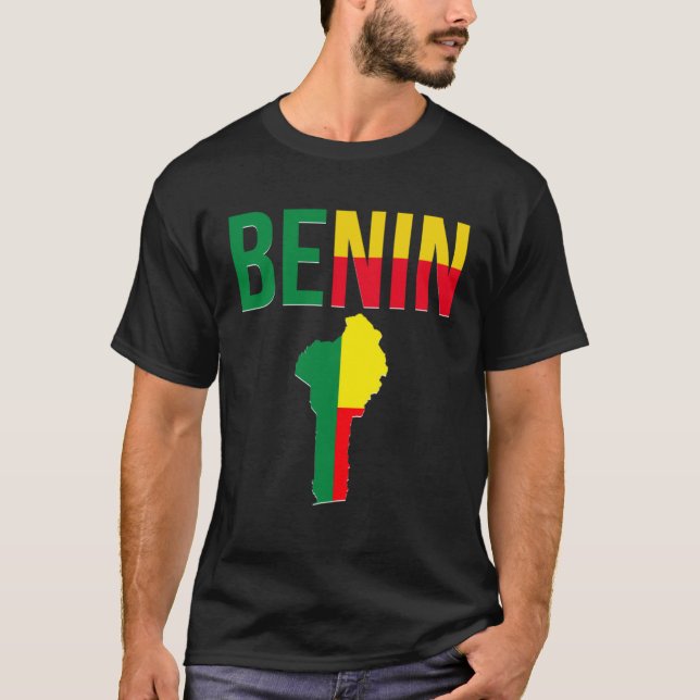 Beninese  Benin Country Map Flag T-Shirt (Front)