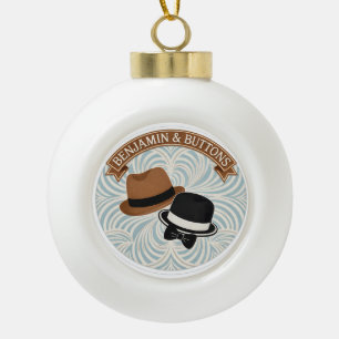 Benjamin and buttons vintage gentlemen's hats Chri Ceramic Ball Christmas Ornament