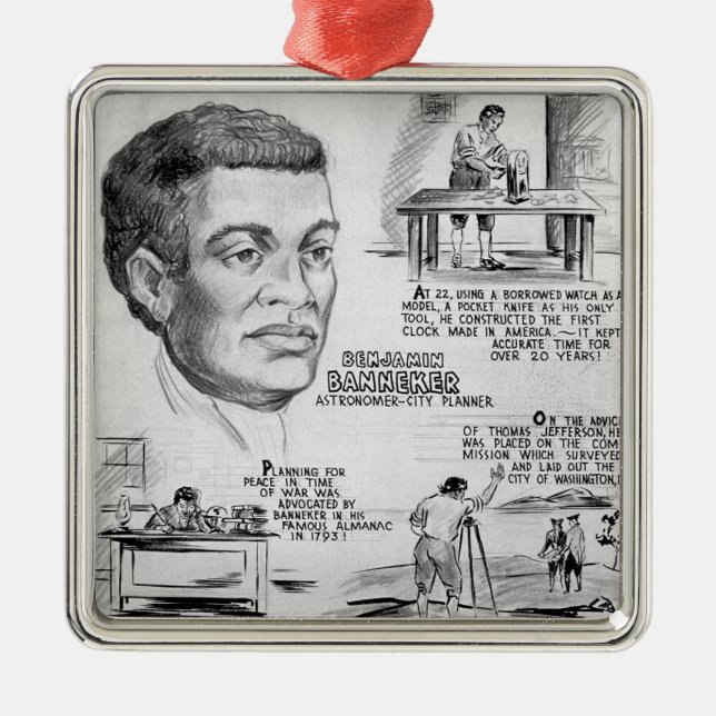 Benjamin Banneker Black American Scientist Metal Tree Decoration (Front)