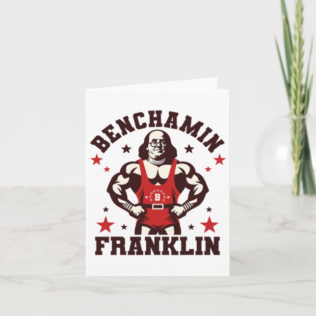 Benjamin Benchamin Franklin Bench Press Bodybuildi Card (Front)