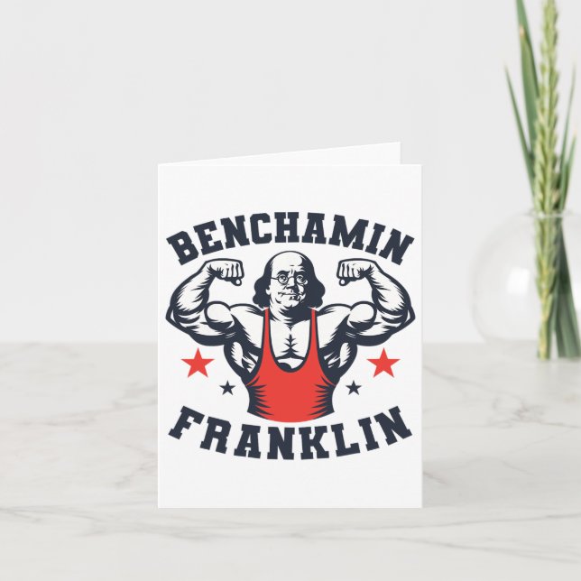 Benjamin Benchamin Franklin Bench Press Bodybuildi Card (Front)