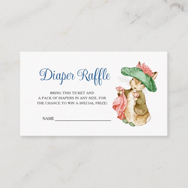 Benjamin Bunny Baby Shower Diaper Raffle Enclosure Card (Front)