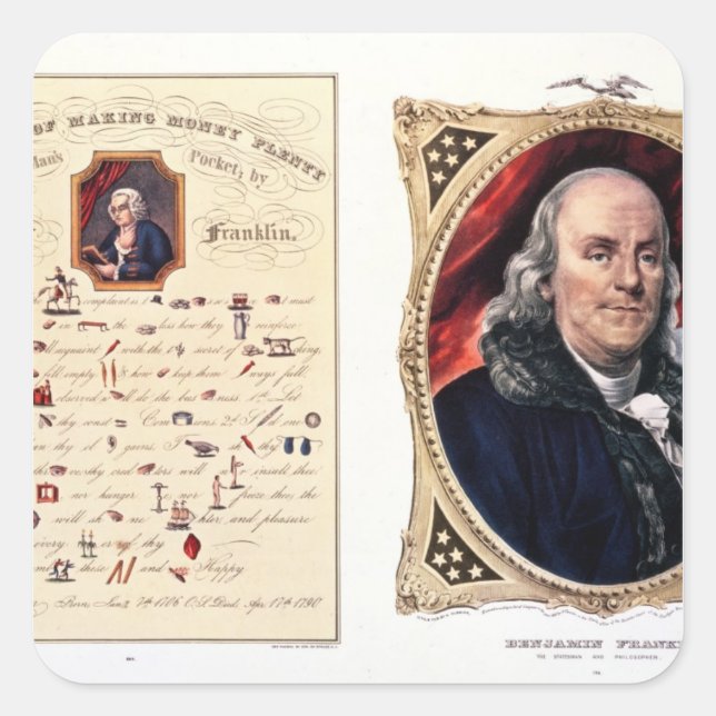 Benjamin Franklin  1847 Square Sticker (Front)