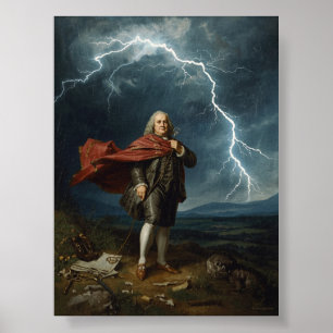 Benjamin Franklin and Lightning Experiment 1752 Poster