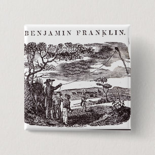 Benjamin Franklin Conducts his Kite Experiment 15 Cm Square Badge
