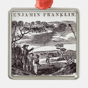 Benjamin Franklin  Conducts his Kite Experiment Metal Tree Decoration