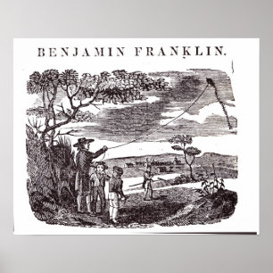 Benjamin Franklin  Conducts his Kite Experiment Poster