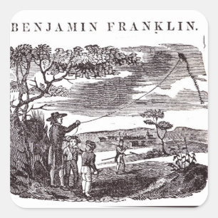Benjamin Franklin  Conducts his Kite Experiment Square Sticker