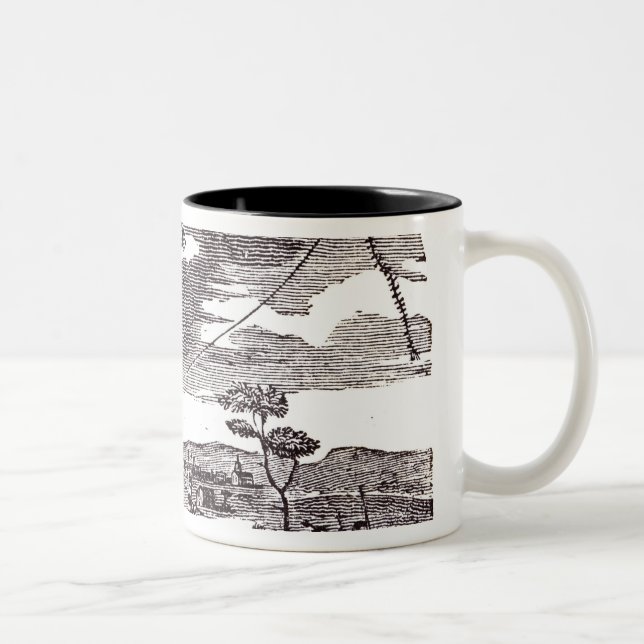 Benjamin Franklin  Conducts his Kite Experiment Two-Tone Coffee Mug (Right)