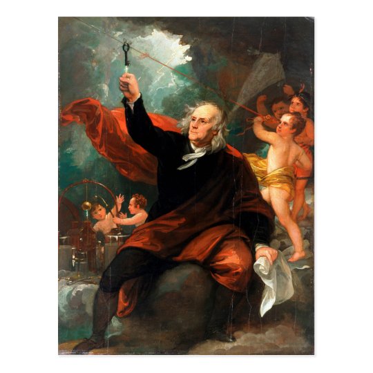 Benjamin Franklin Drawing Electricity from the Sky Postcard | Zazzle.co.uk