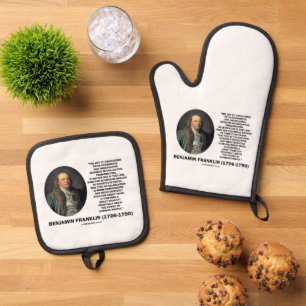 Benjamin Franklin Evaluating Probabilities Quote Oven Mitt & Pot Holder Set