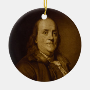 Benjamin Franklin Head and Shoulders Portrait Ceramic Tree Decoration