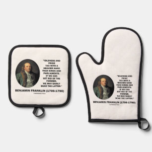 Benjamin Franklin Idleness Pride Tax Heavier Hand Oven Mitt & Pot Holder Set