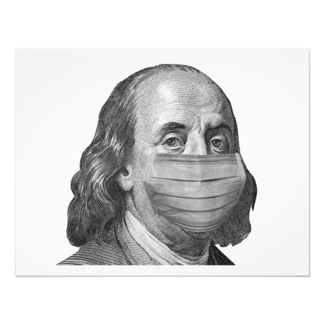 Benjamin Franklin in mask Photo Print (Front)