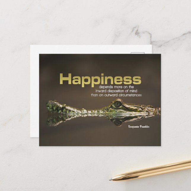 Benjamin Franklin Inspirational Quote "Happiness" Postcard (Front/Back In Situ)