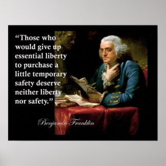 Benjamin Franklin Liberty Freedom Quote Print