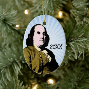Benjamin Franklin Pop Art Style Ceramic Tree Decoration
