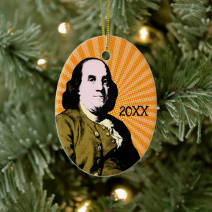 Benjamin Franklin Pop Art Style Ceramic Tree Decoration