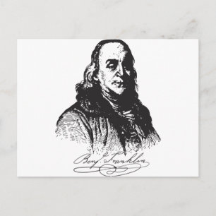 Benjamin Franklin Portrait and Signature Design Postcard