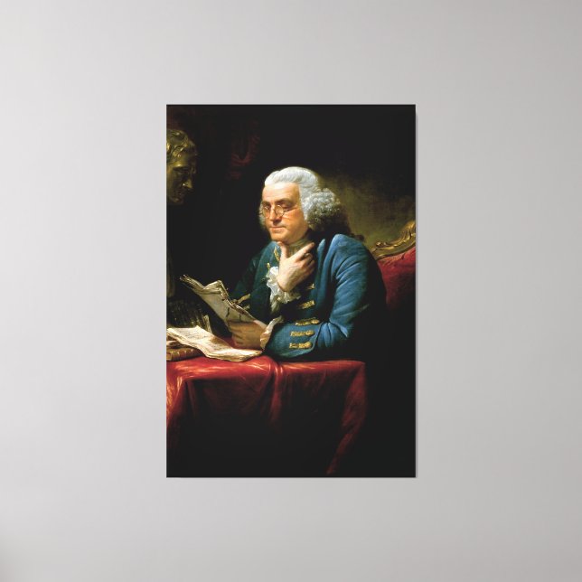 Benjamin Franklin Portrait by David Martin 1767 Canvas Print (Front)