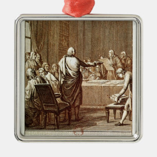 Benjamin Franklin Presenting his Opposition Metal Tree Decoration