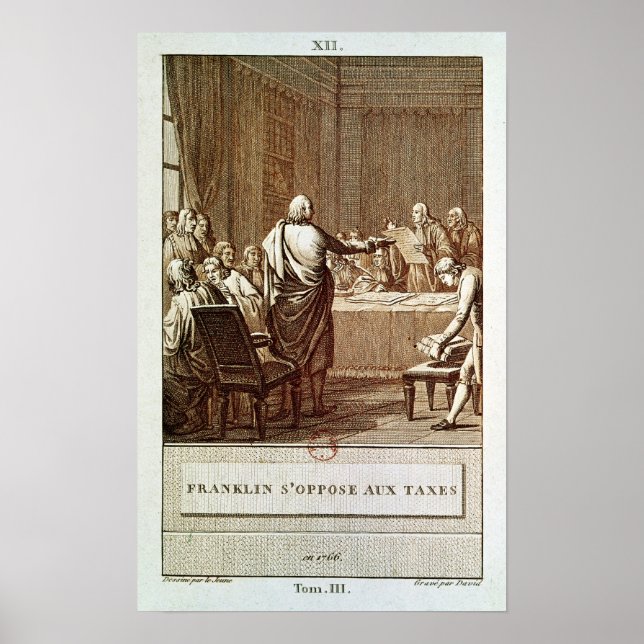 Benjamin Franklin Presenting his Opposition Poster (Front)