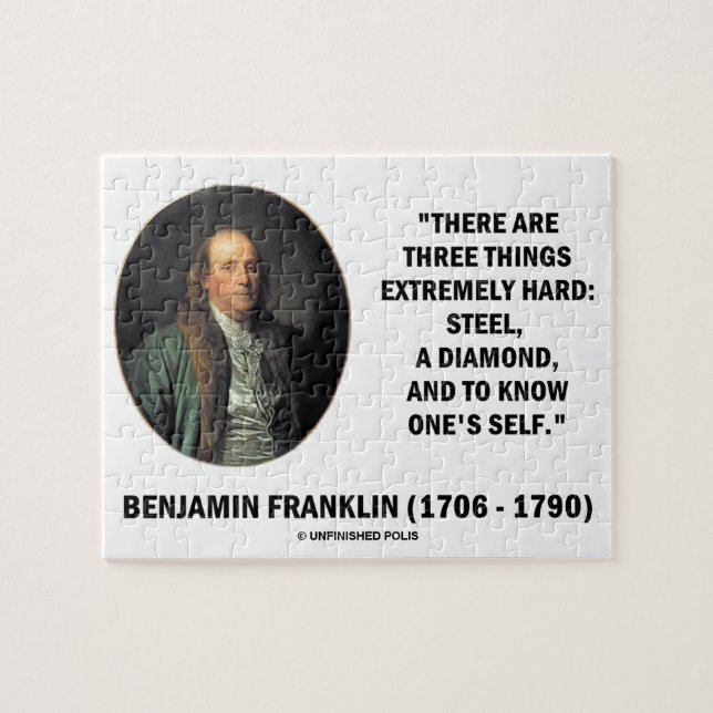 Benjamin Franklin Three Things Extremely Hard Jigsaw Puzzle (Horizontal)