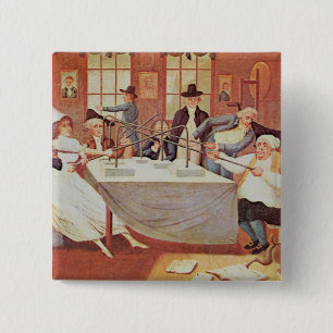 Benjamin Franklin's experiments with electricity 15 Cm Square Badge