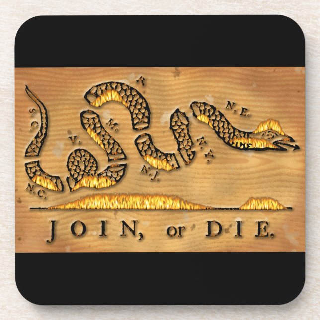Benjamin Franklin's Join Or Die Political Cartoon Coaster (Front)