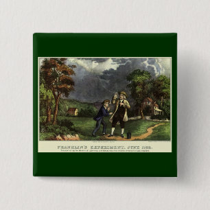 Benjamin Franklin's Kite and Lightning Experiment 15 Cm Square Badge