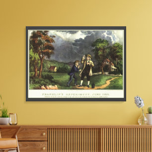 Benjamin Franklin's Kite and Lightning Experiment Canvas Print