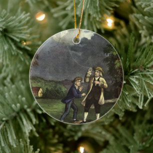 Benjamin Franklin's Kite and Lightning Experiment Ceramic Tree Decoration