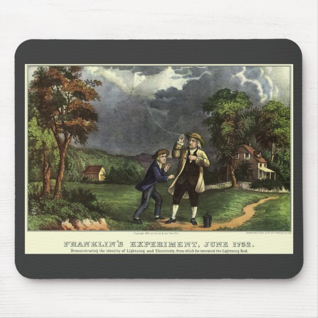 Benjamin Franklin's Lightning and Kite Experiment Mouse Mat (Front)